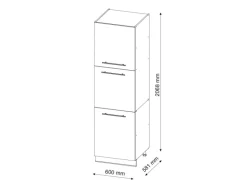 Vicco Herdumbauschrank Fame-Line Herdschrank Schwarz Eiche Hochglanz/Weiß 60 cm