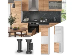 Vicco Herdumbauschrank Fame-Line Goldkraft Eiche/Weiß 60 cm mit Offenem Regal