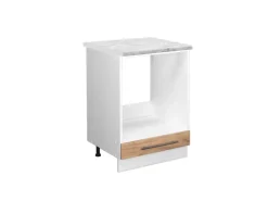 Vicco Herdumbauschrank Fame-Line Goldkraft Eiche/Weiß 60 cm AP Marmor