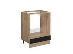 Vicco Herdumbauschrank R-Line Schwarz Hochglanz/Goldkraft Eiche 60 cm ohne Arbeitsplatte