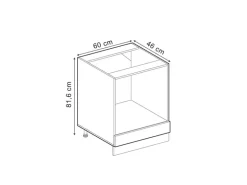 Vicco Herdumbauschrank R-Line Schwarz Hochglanz/Goldkraft Eiche 60 cm ohne Arbeitsplatte