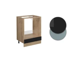 Vicco Herdumbauschrank R-Line Schwarz Hochglanz/Goldkraft Eiche 60 cm ohne Arbeitsplatte