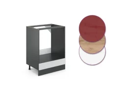 Vicco Herdumbauschrank R-Line Weiß Hochglanz/Anthrazit 60 cm AP Anthrazit