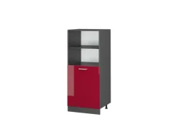 Vicco Herdumbauschrank R-Line Herdschrank Bordeaux Hochglanz/Anthrazit 60 cm