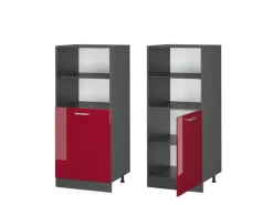 Vicco Herdumbauschrank R-Line Herdschrank Bordeaux Hochglanz/Anthrazit 60 cm