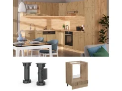 Vicco Herdumbauschrank R-Line Artisan-Eiche/Goldkraft Eiche 60 cm AP Marmor