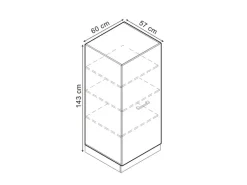 Vicco Herdumbauschrank R-Line Herdschrank Schwarz Beton/Weiß 60 cm