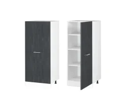 Vicco Herdumbauschrank R-Line Herdschrank Schwarz Beton/Weiß 60 cm