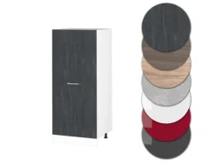 Vicco Herdumbauschrank R-Line Herdschrank Schwarz Beton/Weiß 60 cm