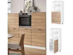Vicco Herdumbauschrank R-Line Herdschrank Sonoma/Weiß 60 cm