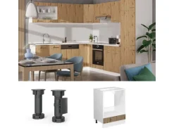 Vicco Herdumbauschrank R-Line Herdschrank Artisan-Eiche/Weiß 60 cm AP Anthrazit