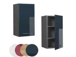 Vicco Hängeschrank Fame-Line Hängender Küchenschrank Dunkelblau Hochglanz/Anthrazit 40 cm