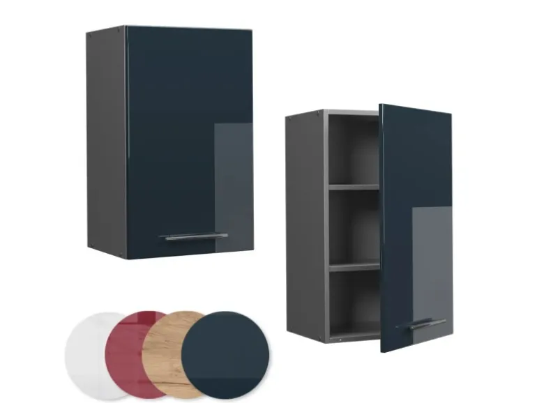 Vicco Hängeschrank Fame-Line Hängender Küchenschrank Dunkelblau Hochglanz/Anthrazit 45 cm