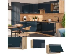 Vicco Hängeschrank Fame-Line Dunkelblau Hochglanz/Goldkraft Eiche 60 cm Flach