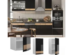 Vicco Hängeschrank Fame-Line Hängender Küchenschrank Schwarz-Eiche Hochglanz/Weiß 40 cm