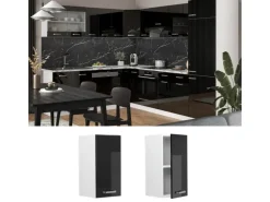 Vicco Hängeschrank R-Line Hängender Küchenschrank Schwarz Hochglanz/Weiß 30 cm