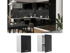 Vicco Hängeschrank R-Line Hängender Küchenschrank Schwarz Hochglanz/Weiß 45 cm