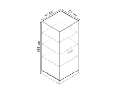 Vicco Hochschrank R-Line Küchenkommode Artisan-Eiche/Goldkraft Eiche 60 cm
