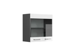 Vicco Küchenglasschrank R-Line Glashängeschrank Weiß Hochglanz/Anthrazit 60 cm