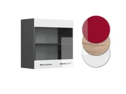Vicco Küchenglasschrank R-Line Glashängeschrank Weiß Hochglanz/Anthrazit 60 cm