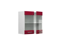 Vicco Küchenglasschrank R-Line Glashängeschrank Bordeaux Hochglanz/Weiß 60 cm
