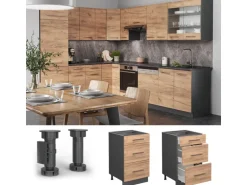 Vicco Küchenunterschrank Fame-Line Goldkraft Eiche/Anthrazit 50 cm ohne Arbeitsplatte