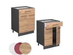 Vicco Küchenunterschrank Fame-Line Goldkraft Eiche/Anthrazit 60 cm mit Schublade AP Eiche