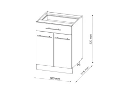 Vicco Küchenunterschrank Fame-Line Bordeaux Hochglanz/Weiß 60 cm mit Schublade AP Anthrazit