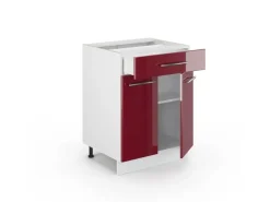 Vicco Küchenunterschrank Fame-Line Bordeaux Hochglanz/Weiß 60 cm mit Schublade AP Anthrazit