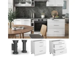 Vicco Küchenunterschrank Fame-Line Weiß Hochglanz/Weiß 80 cm mit 3 Schubladen ohne Arbeitsplatte