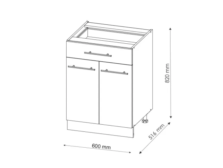 Vicco Küchenunterschrank Fame-Line Goldkraft Eiche/Anthrazit 60 cm mit Schublade ohne Arbeitsplatte