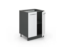 Vicco Küchenunterschrank Fame-Line Weiß Hochglanz/Anthrazit 60 cm ohne Arbeitsplatte