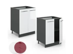 Vicco Küchenunterschrank Fame-Line Weiß Hochglanz/Anthrazit 60 cm ohne Arbeitsplatte