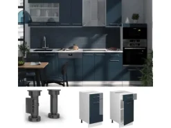 Vicco Küchenunterschrank Fame-Line Dunkelblau Hochglanz/Weiß 40 cm AP Anthrazit