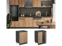 Vicco Küchenunterschrank R-Line Goldkraft Eiche/Anthrazit 60 cm J-Shape ohne Arbeitsplatte