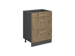 Vicco Küchenunterschrank R-Line Artisan-Eiche/Anthrazit 60 cm mit Schubladen ohne Arbeitsplatte