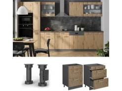 Vicco Küchenunterschrank R-Line Artisan-Eiche/Anthrazit 60 cm mit Schubladen ohne Arbeitsplatte