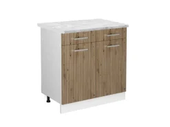 Vicco Küchenunterschrank R-Line Schubladenschrank für die Küche Artisan-Eiche/Weiß 80 cm AP Marmor