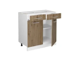 Vicco Küchenunterschrank R-Line Schubladenschrank für die Küche Artisan-Eiche/Weiß 80 cm AP Marmor