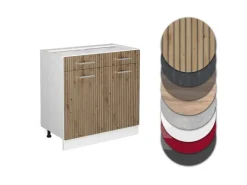 Vicco Küchenunterschrank R-Line Schubladenschrank für die Küche Artisan-Eiche/Weiß 80 cm AP Marmor