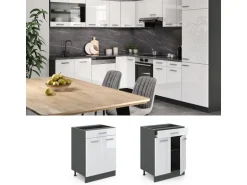 Vicco Küchenunterschrank R-Line Weiß Hochglanz 60 cm mit Schublade ohne Arbeitsplatte