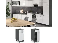 Vicco Küchenunterschrank R-Line Weiß Hochglanz/Anthrazit 40 cm AP Eiche
