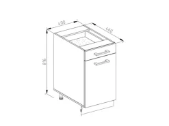 Vicco Küchenunterschrank R-Line Weiß Hochglanz/Anthrazit 40 cm AP Eiche