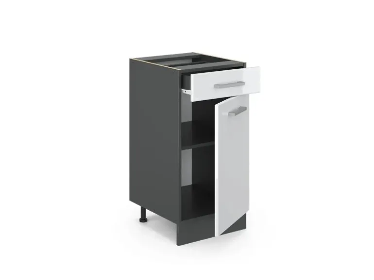 Vicco Küchenunterschrank R-Line Weiß Hochglanz/Anthrazit 40 cm AP Eiche