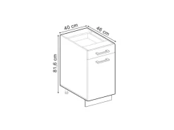 Vicco Küchenunterschrank R-Line Schwarz Hochglanz/Weiß 40 cm AP Marmor