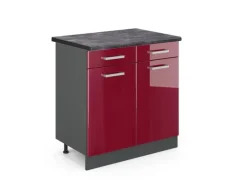 Vicco Küchenunterschrank R-Line Bordeaux Hochglanz/Anthrazit 80 cm AP Anthrazit