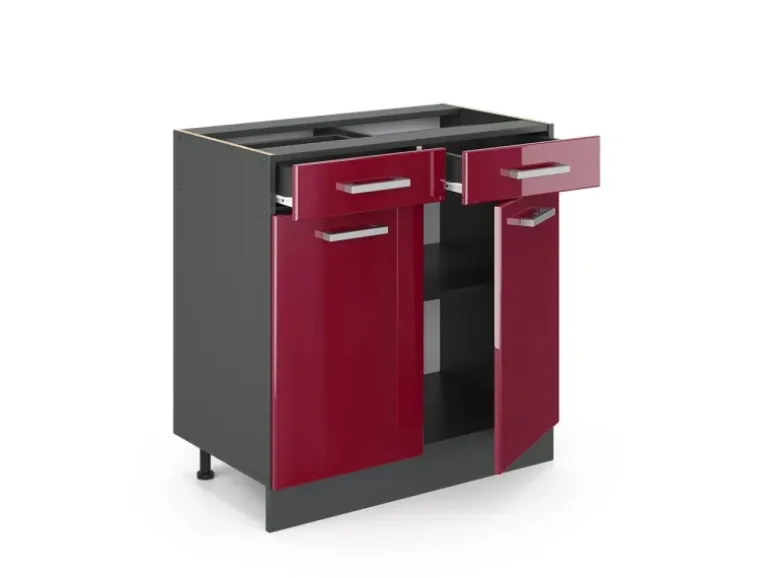 Vicco Küchenunterschrank R-Line Bordeaux Hochglanz/Anthrazit 80 cm AP Anthrazit