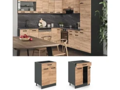 Vicco Küchenunterschrank R-Line Goldkraft Eiche 60 cm mit Schublade ohne Arbeitsplatte