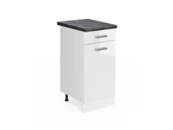 Vicco Küchenunterschrank R-Line Weiß Hochglanz/Weiß 40 cm AP Anthrazit