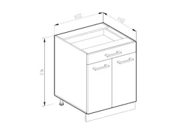 Vicco Küchenunterschrank R-Line Bordeaux Hochglanz/Goldkraft Eiche 60 cm mit Schublade AP Eiche